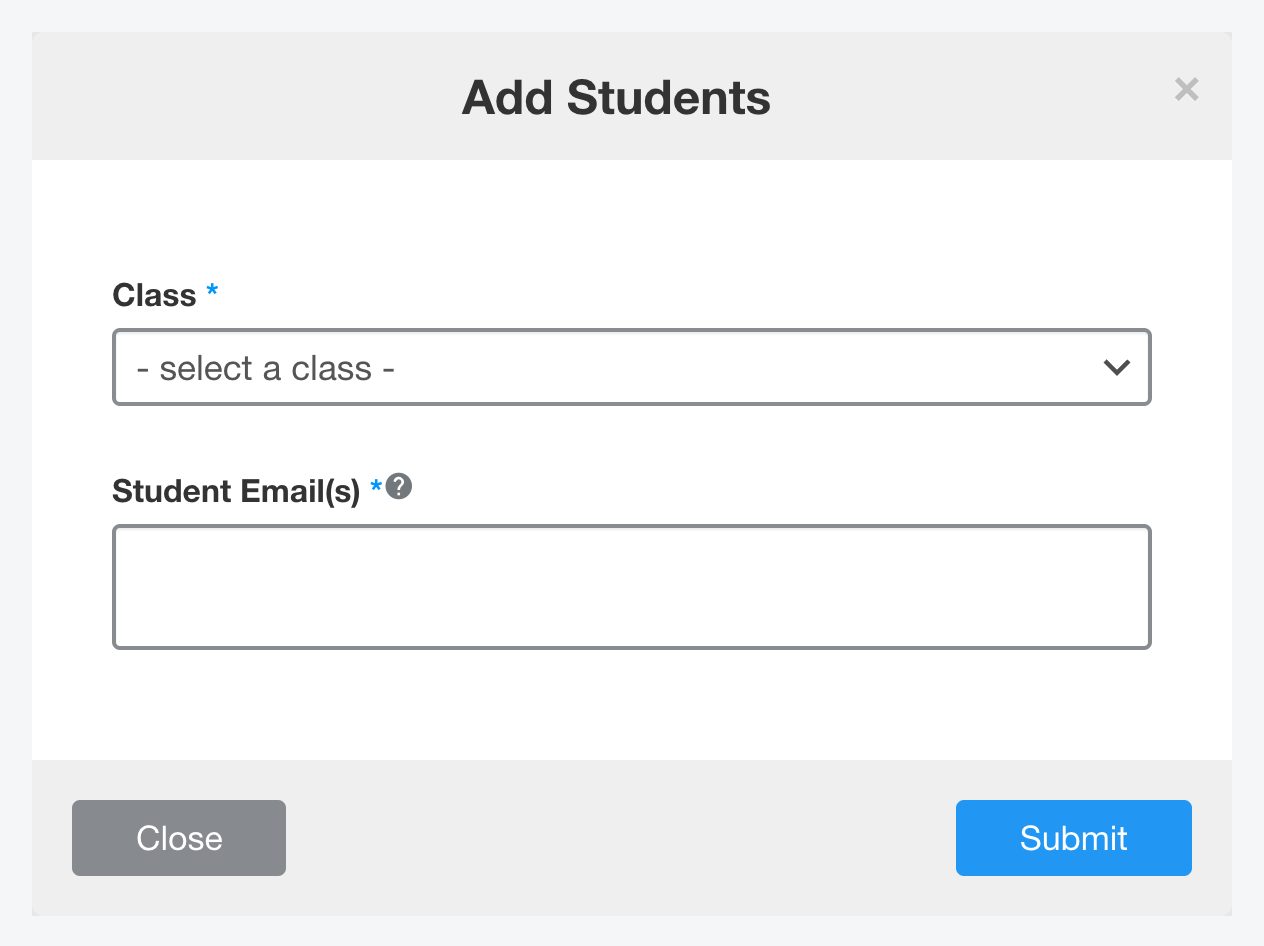 The Submit button in the Add Students window