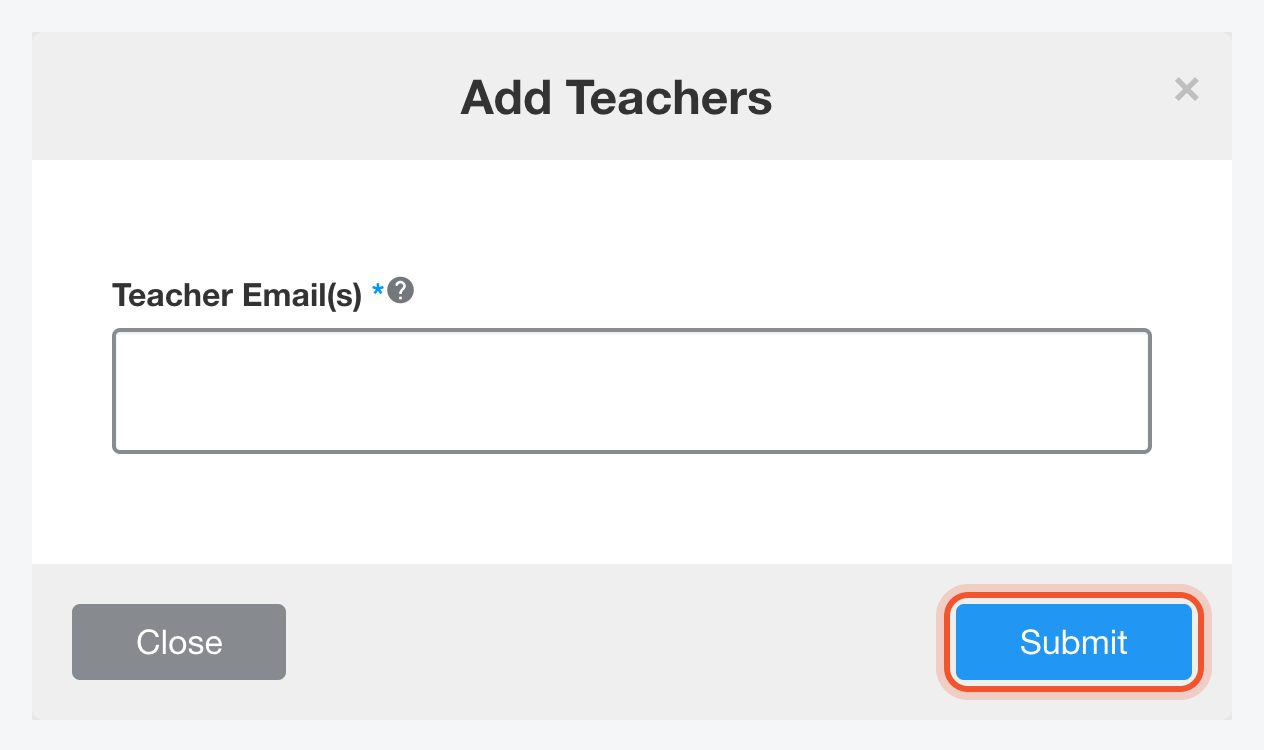 ปุ่ม Submit ในหน้าต่าง Add Teachers