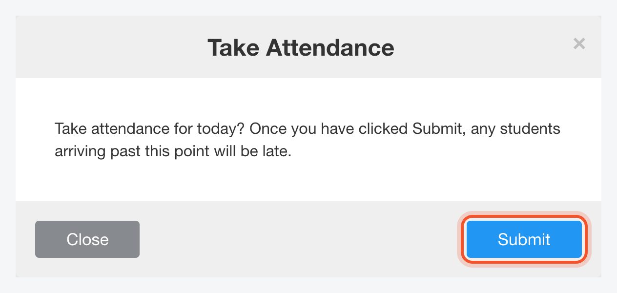 Take Attendanceの確認画面