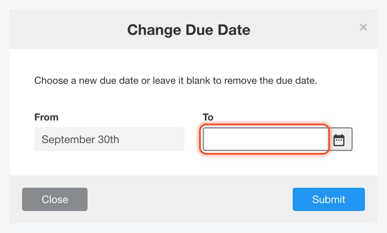 The Change Due Date window