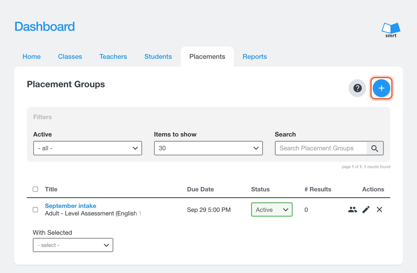صفحة Placement Groups وفيها زر الإضافة