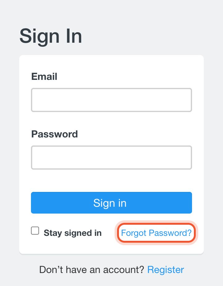 Halaman Sign In dengan Forgot Password? disorot