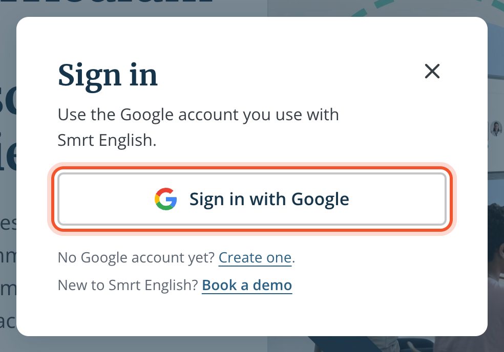 نافذة Sign in مع تمييز Sign in with Google