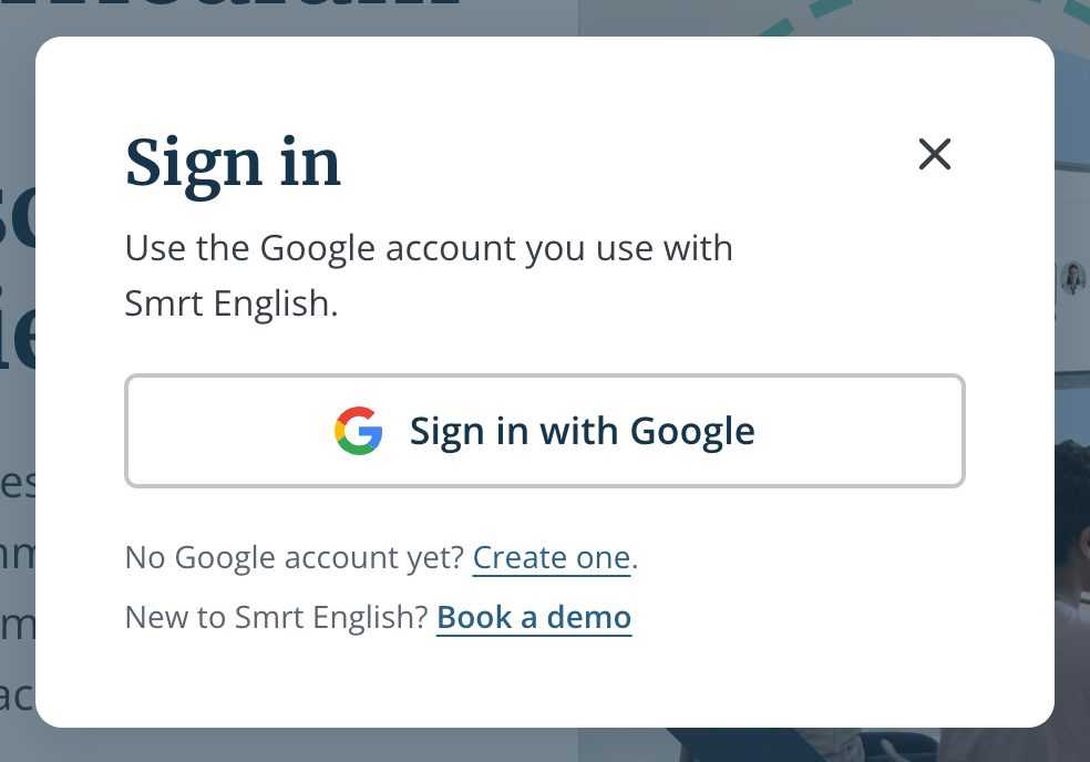 Okno logowania z przyciskiem Sign in with Google