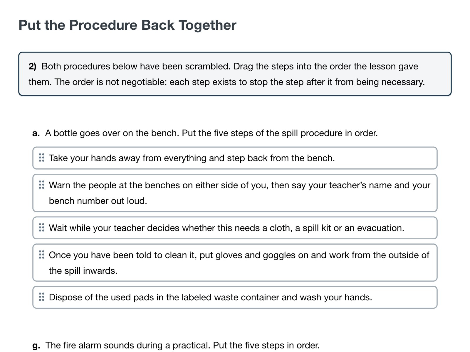 Put the steps in order
